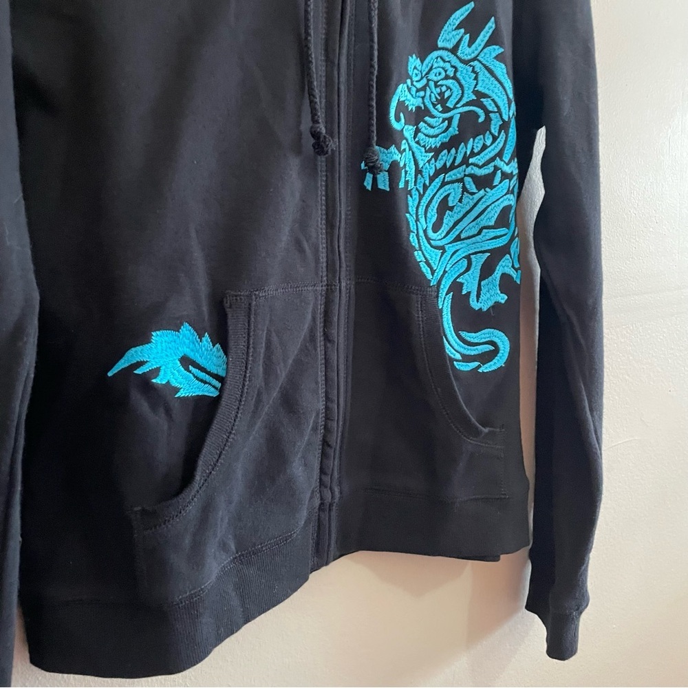 Y2K Romeo & Juliet Couture Black Dragon Zip-Up Hoodie – L (Fits M/L) Like New - Picture 8 of 15